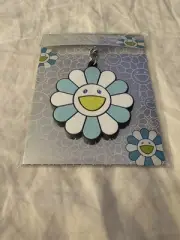 Takashi Murakami Light Blue and White Flower Rubber Keyring Keychain Charm
