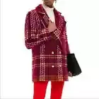 NWT RONNY KOBO Devon Double-Breasted Wool Tweed Peacoat Size S Red Heavy-weight