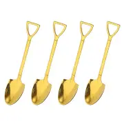 4Pcs 6" Mini Shovel Spoon Stainless Steel Coffee Spoon Dessert Spoon, Gold