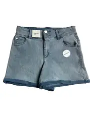 BNWT Girls Sz 14 Anko Denim Light Wash High Adjustable Waist Double Button Short