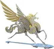 Decorative Metal Pegasus Unicorn Sculpture, Gold and Silver, Steampunk Style Wall Art (gold)
