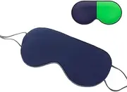Sleep Mask, DMaos Sleep Aid Super Soft Air Eyes Pillow, Milk Silk and Warm Cloth Sides, Adjustable Slip Hold Strap to Ears - Navy + Green