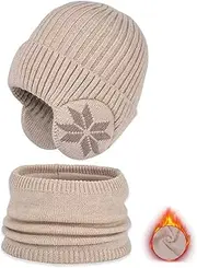 Boys Hat and Scarf Set,Knitted Warm Hat and Winter Scarf | Elastic Thickening Outdoor Sports Hat for Travel, Hiking, Walking The Dog, Running Helves