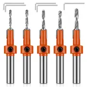 5Pcs Countersink Drill Bit Set Hex Shank HSS Woodworking Pilot Screw Holes≈♚