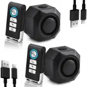 Rechargeable Bike Alarm Waterproof Sensitive Motion Detection Anti-theft 2 Packs