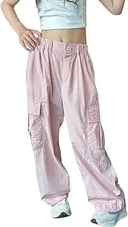 [Generic] Girl's Fashion Pants High Waist Pocket Leisure Style Trendy Comfortable Loose Casual Comfy Fashion Toddler Trousers