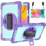 Rugged Stand Shockproof Hybrid Case with Strap For Samsung Tab A9 Plus (Purple+Mint)