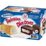 Hostess Twinkies & Ding Dongs Variety Pack, 1.3 Ounce (Pack of 32)