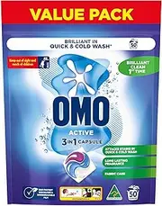 OMO Laundry Capsules 3 in 1 Active, 50 Pack