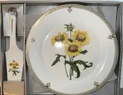 Cake Plate w/Server Set Formalities by Baum Bros. Yellow Sunflowers NIB