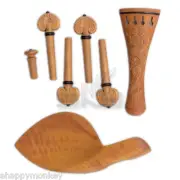 New Boxwood Violin Parts Set 4/4 Size Tailpiece Endpin Pegs Chinrest(#3)