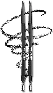 PHOERA Eyebrow Pencil - Natural Look, Black, Easy To Use, Long-Lasting, Waterproof, Precise Application, Vegan & Cruelty-Free (2PC 105, 0.16g)