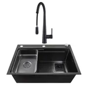 ACA Kitchen Sink 68x45CM Stainless Steel Sink Sinks Handmade Grey Black With Pull Out Tap Set