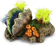Kazoo Closed Clam Ornament with Soft Coral and Plants, Small