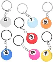 YARNOW 7Pcs Billiards Ball Keychains Decorative Small Keychains Unique Pool Ball Ornaments for Bags Backpacks Delicate Keepsakes Charms for Billiards Enthusiasts