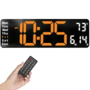 Opis Clock 1 (XL Orange & White) – Extra Large Digital Wall Clock with Date, ...