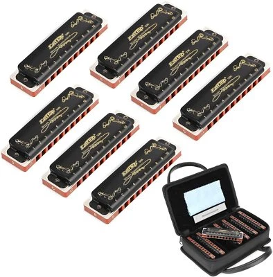 EASTTOP Harmonica Set Harmonica 7 Keys 10Hole Professional Blues Harp Harmonica