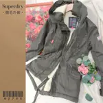 衣物📋 SUPERDRY 內刷毛 長版外套 連帽外套 軍綠 禦寒必備 尺寸S