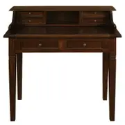 Winston 6 Drawer Solid Timber Writing Desk - Mahogany