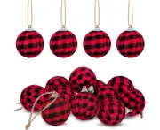 Farmhouse Buffalo Plaid Fabric Ball Ornament Decorative Plaid Ball