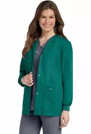 Landau Women's Snap Front Warm-Up Scrub Jacket-7525 Hunter 3XL