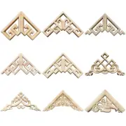 1 X Wood Carved Decal Corner Appliques Onlay Door Wood Mouldings Unpainted