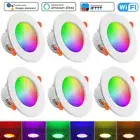 6pcs Tuya Wifi LED Downlight Lights Bluetooth RGB APP Control Alexa Ceiling Lamp