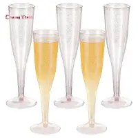 在飛比找蝦皮商城精選優惠-玫瑰金閃光塑料香檳長笛酒杯派對閃光透明塑料杯一次性香檳長笛