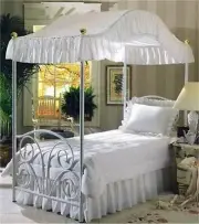 Bed Canopy Cover Twin Size Fantasy Eyelet White Straight or Arched Canopies