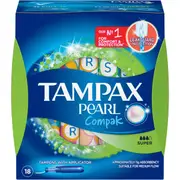 Tampax Pearl Compak Tampons Super Leakguard Protection 18 pack