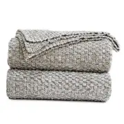Knitted Throw Blanket for Couch, Soft, Cozy Machine 60"x80", Oversized Grey