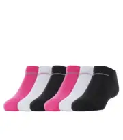 Nike Girls 6 Pk Multicolor No Show Polyester Cushion Metallic Logo Socks XS 5-7