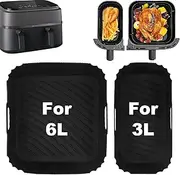 Pack of 2 Silicone Mould Hot Air Fryer Accessories for Philips Dual Basket Airfryer 3000 Series 6L/3L, 5000 Series 6L/3L, 1×6L + 1×3L Air Fryer Accessories for Philips Air Fyer NA350/00 NA550/00