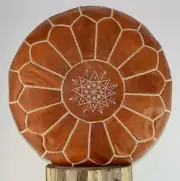 Premium Leather Ottoman Pouf Moroccan Footstool Pouffe Genuine Unstuffed