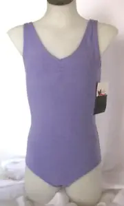 DANSE CORPS Leotard, Girl's Jacaranda Cotton Lycra, Tank Style with Gather, New.