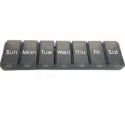 Pill Organizer Portable 7 Day Box Medicine Vitamins Storage Container Case Black