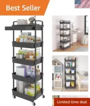 Chic 5-Tier Rolling Utility Cart with Drawer for Versatile Indoor Storage
