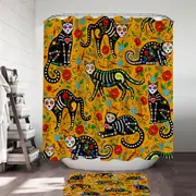 Floral Day of the Dead Cats Shower Curtain