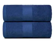 Plush Navy Blue 2-Piece Bath Sheet Set - 100% Cotton, Extra Large 35" x 70" T...