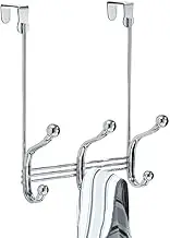 InterDesign York Lyra Over The Door Organizer Hooks for Coats, Hats, Robes, Towels - 6 Hooks, Chrome