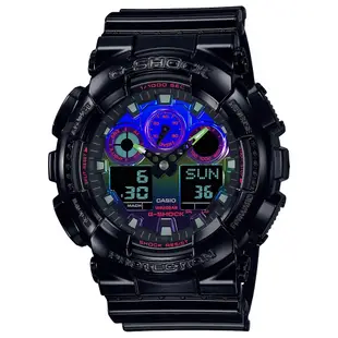 CASIO 卡西歐 G-SHOCK AI 探索虛擬彩虹系列雙顯手錶 送禮首選 GA-100RGB-1A