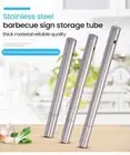Stainless Steel Skewers+Storage Tube Grilling Shish Kebab BBQ Camping Flat Forks