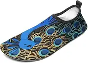 [BTCOWZRV] Water Shoes for Women Men Peacock Water Sports Shoes Slip-on Breathable Lightweight Athletic Aqua Sock