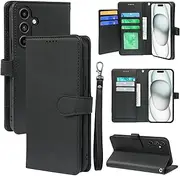 for Samsung A16 Wallet Case, Leather Flip Cover with Wrist Strap, [9 Card Holder] [Magnetic Closure & Kickstand],PU Leather Folio Flip Protection Shockproof for Galaxy A16 5G (Black)
