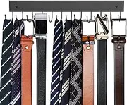 Belt Hanger Wall Mounted, Wooden Coat Rack Belt Organizer 2 Pack Max 24 Storage Capacity, 180° Rotating Space Saving Hangers for Ties, Tank Tops, Scarves, Bras, Keys, Bags Black