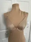 NATORI Disclosure Contour Plunge Convertible Bra Cafe Tan Ultra Light Lace 32DD