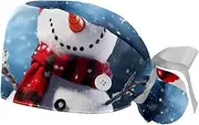 [YTYVAGT] 2-Pc,Gourd-Shaped Working Cap,Fisherman Hat with Buttons and Cotton Sweatband,Christmas Snowman in Winter