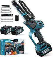 6 & 8 Inch Mini Chainsaw with Battery, Brushless Chainsaw Electric with 2 x 4000 mAh Ak ku, Automatic Lubrication Pruning Saw, Compatible with Makita 18 V Battery, Hand Chainsaw Battery Pruning Saw
