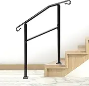 Carbon Steel Hand Rails for 3 Step Outdoor Stairs 880lbs Capacity Thickened Bracket Fits 1 3 Steps Indoor Ss with Installation Kit 39in Height Black