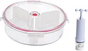 Ｂｅｓｇａ Vacuum Container with Pump Multiuse Fresh Keeping Box Vacuum Seal Containers for Vegetables Kitchen Oven Fruits Frige, Round